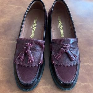 Russell & Bromley  tassel taoafers with suede Burgundy slip on 36 1/2  5.5